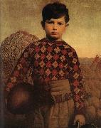 Grant Wood The Sweater of Plaid oil on canvas